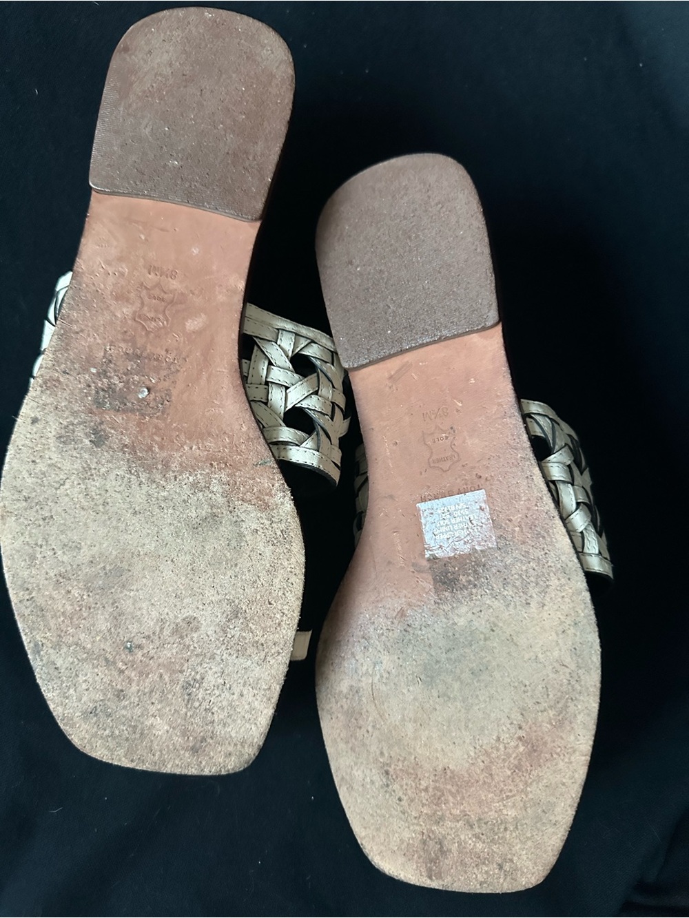 Tory Burch basket wave Cream Bone  Braided Leather Slide Sandals with Brown 8.5 - Picture 7 of 12
